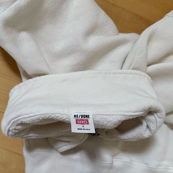 re/done Hanes 70s Half-zip Sweatshirt in Off-White L - Picture 11 of 12